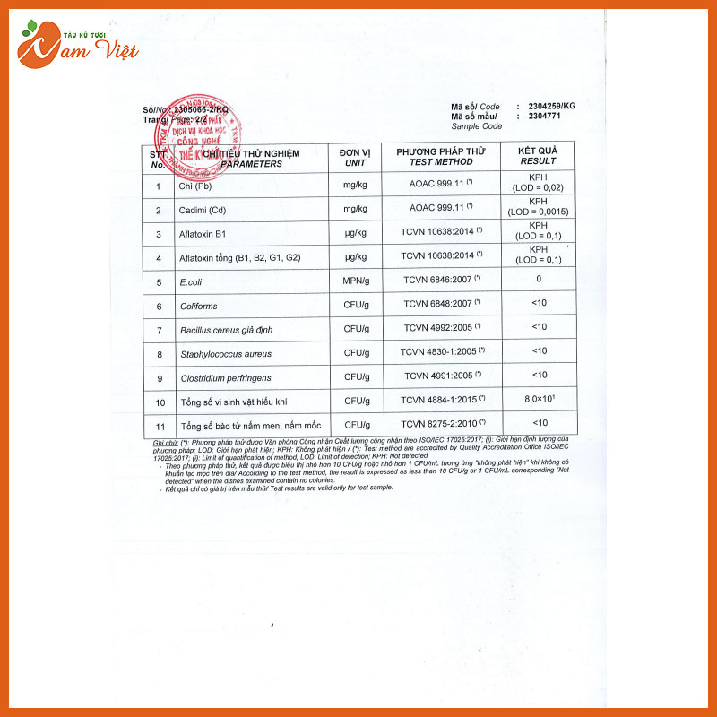 Kết quả thử nghiệm tàu hũ tươi socola 2