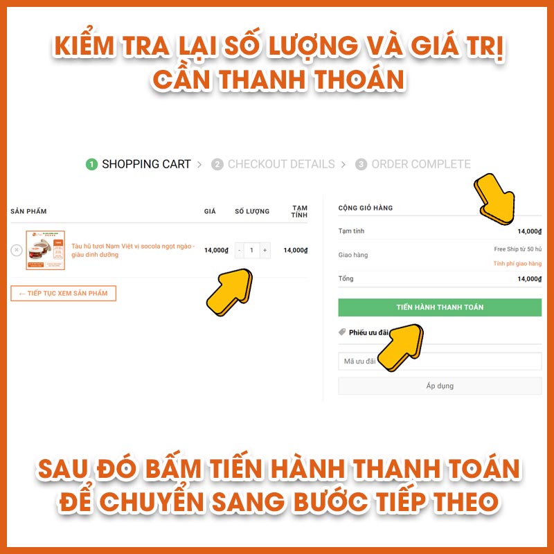 Kiểm tra số lượng và tiến hành thanh toán